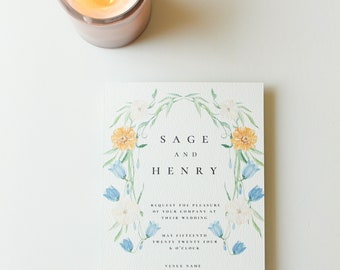 Sage Printed Wedding Invitation Set