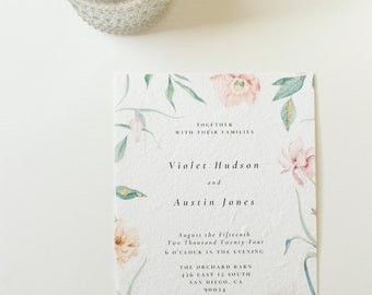 Violet Printed Wedding Invitation Set | Handmade Paper