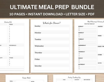 Weekly Menu Planner Template | Printable blank meal planning template meal planner for families easy family meal planner with grocery list