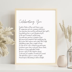 Celebrating YOU Birthday Poem | Printable sentimental birthday gift for women and men birthday keepsake wall art happy eightieth birthday