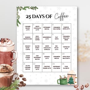 Coffee Advent Calendar 2024 | Adult advent calendar printable, advent calendar for women, christmas countdown calendar, 25 days of Christmas