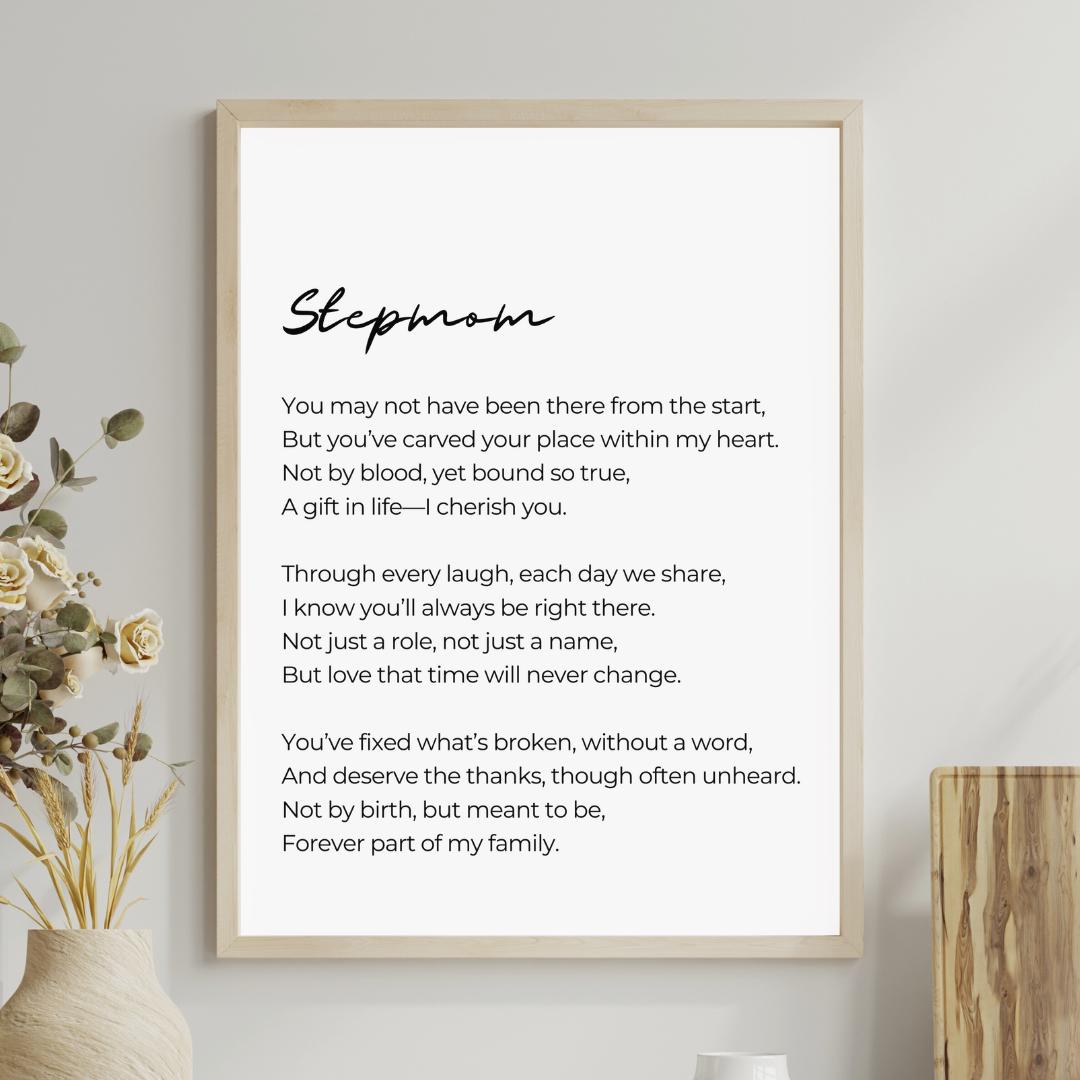 Stepmom Poem | Gift for Step Mother Sentimental Wall Art for Stepmom ...