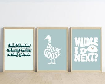 Silly Goose Nursery Print Set: Playful Wall Art (Digital Download)