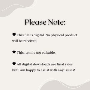 May include: Please Note: This file is digital. No physical product will be received. This item is not editable. All digital downloads are final sales but I am happy to assist with any issues!