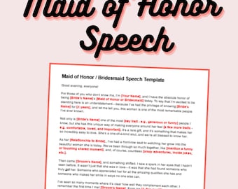 Maid of Honor Speech Template: Wedding Toast Guide (Instant Download)