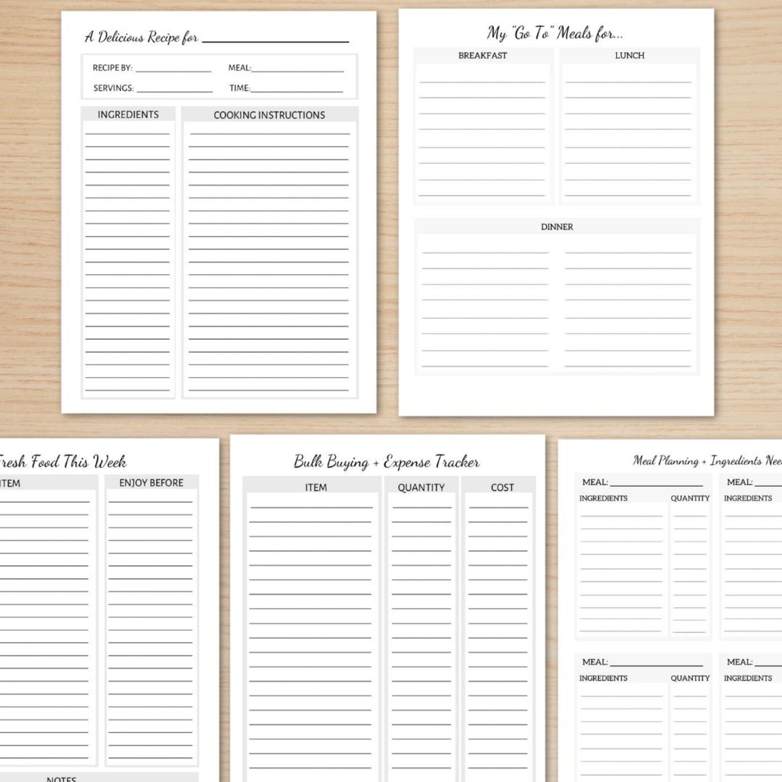 Weekly Menu Planner Template | Printable Blank Meal Planning Template ...