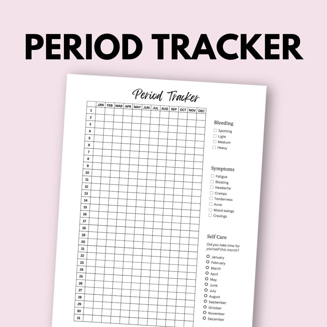 Period Chart | Period Log Color Coded Period Tracker Period Cycle ...