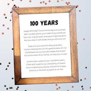 Lustige Geschenke für Sie und Ihn zum 100.Geburtstag | DIY 100.Geburtstag Dekorationen, 100er Geburtstag Schild, 100er Geburtstag Poster für Party