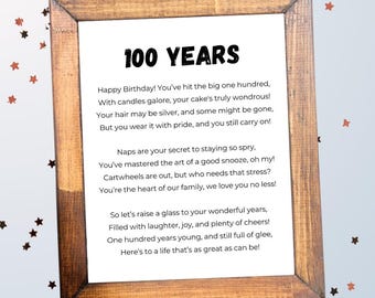Funny 100th Birthday Gifts for Her and Him | DIY 100th birthday decorations, 100th birthday sign, 100th birthday poster for party