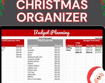 Christmas dinner planner editable spreadsheet | Christmas itinerary event planning baking cooking hosting, trackers checklist savings