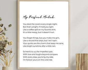 Perfect Match Funny Valentines Poem | Poem about love valentine gift diy sweet poem for wife last minute valentines gifts for him