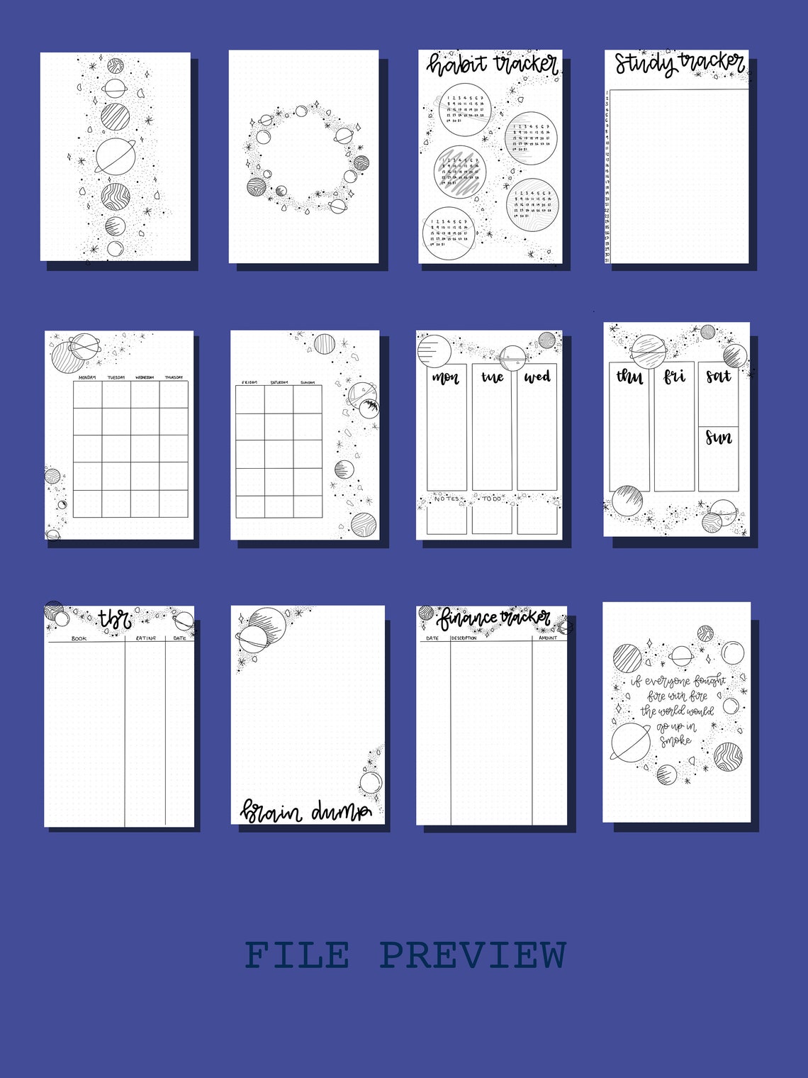 Bullet Journal Printable Set for Journal or Planner Any - Etsy