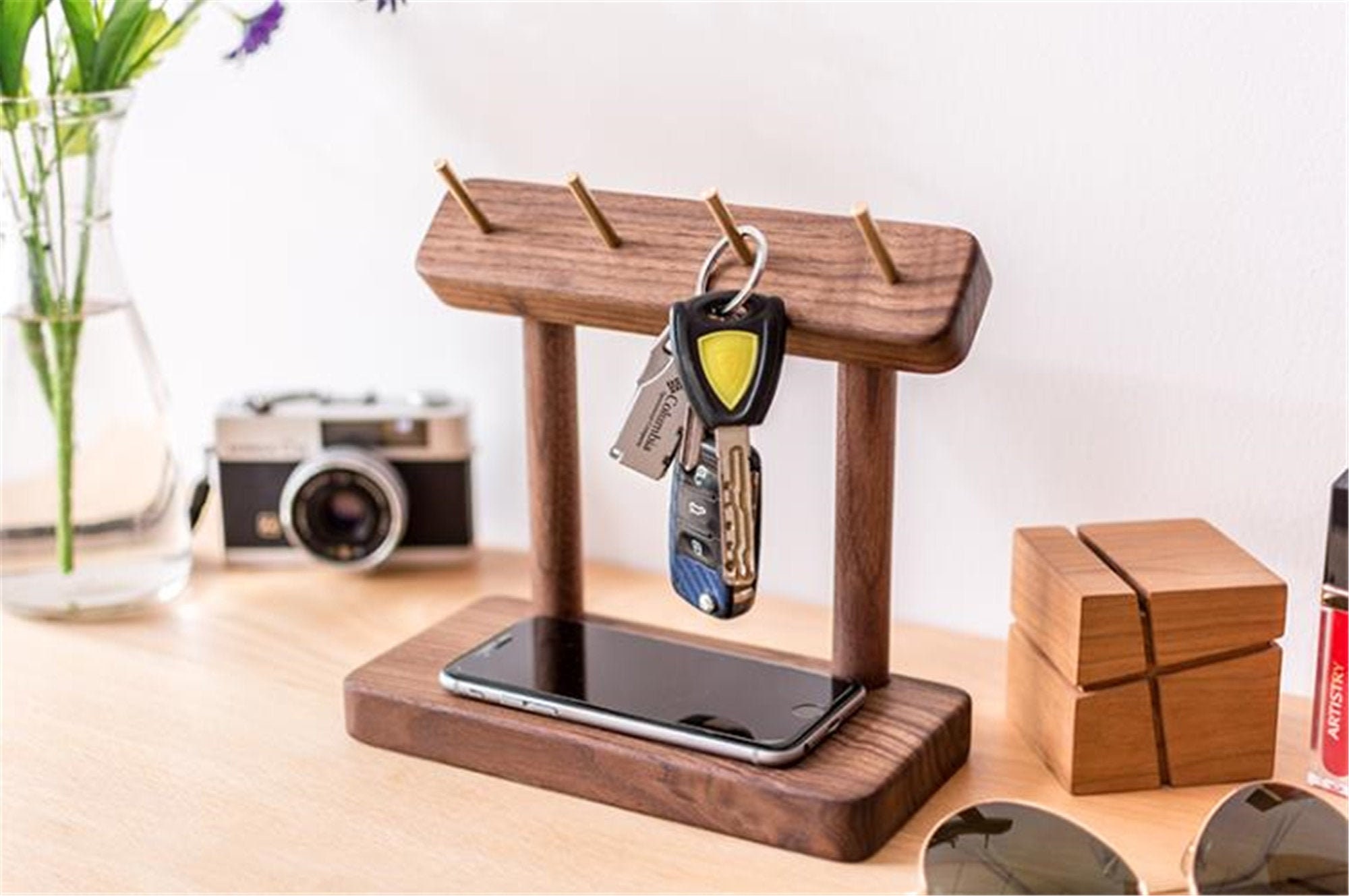 Personalized wooden key holder entryway key holder Solid Etsy