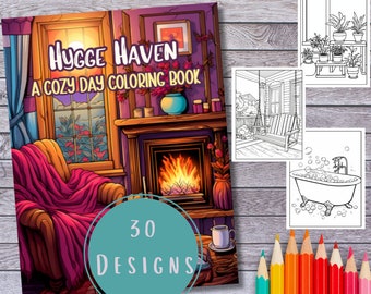 Libro da colorare Hygge Haven. Libro da colorare Hygge. Cozy Day Coloring. Libro da colorare stampabile per adulti. Fogli da colorare rilassanti. Colorazione digitale