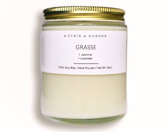 Wanderlust Candle | GRASSE | French Countryside | Lavender scent | Jasmine scent | Fresh & Floral Candle| 100% Soy wax | Hand-poured