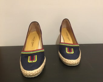 Emmanuel Ungaro navy canvas and rope wedge shoes