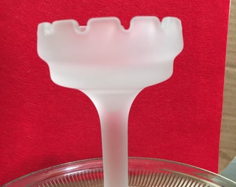 Vintage PartyLite Tall Castle Turret Frosted Candle Holder Glows a Shimmering White
