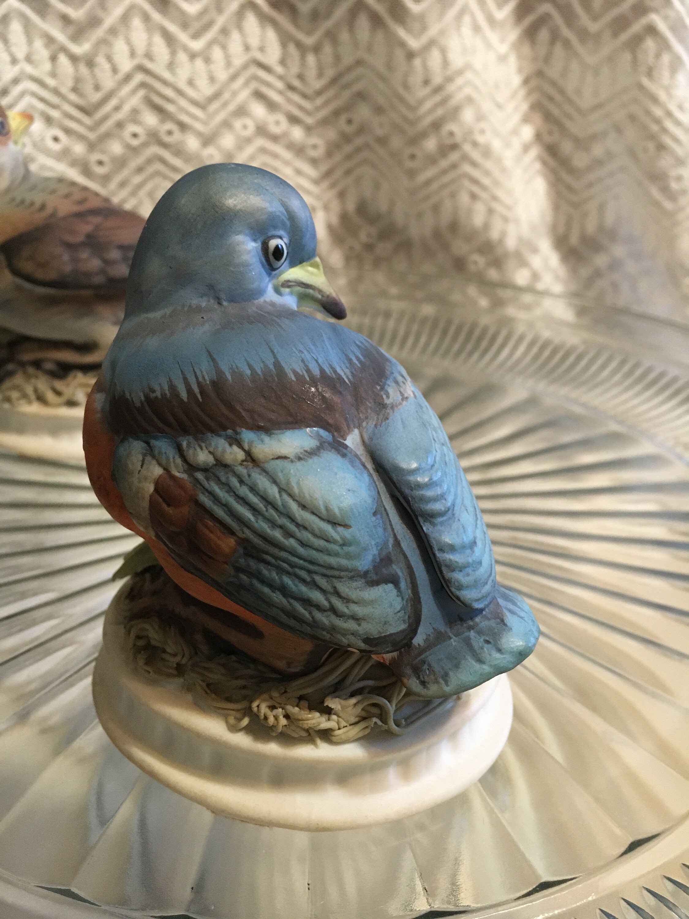 Vintage LEFTON Bird Figurines TWO. Snow Bird and Eastern Blue Bird
