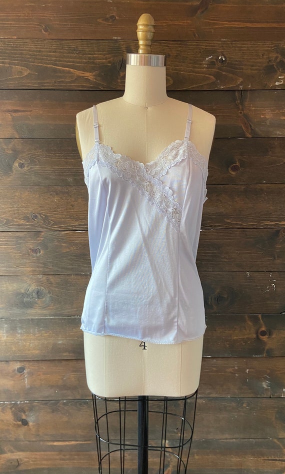 Vintage 80’s nylon lace camisole / periwinkle blu… - image 3