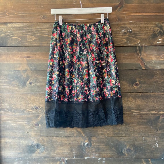 Vintage 90’s floral skirt slip / lingerie skirt /… - image 5