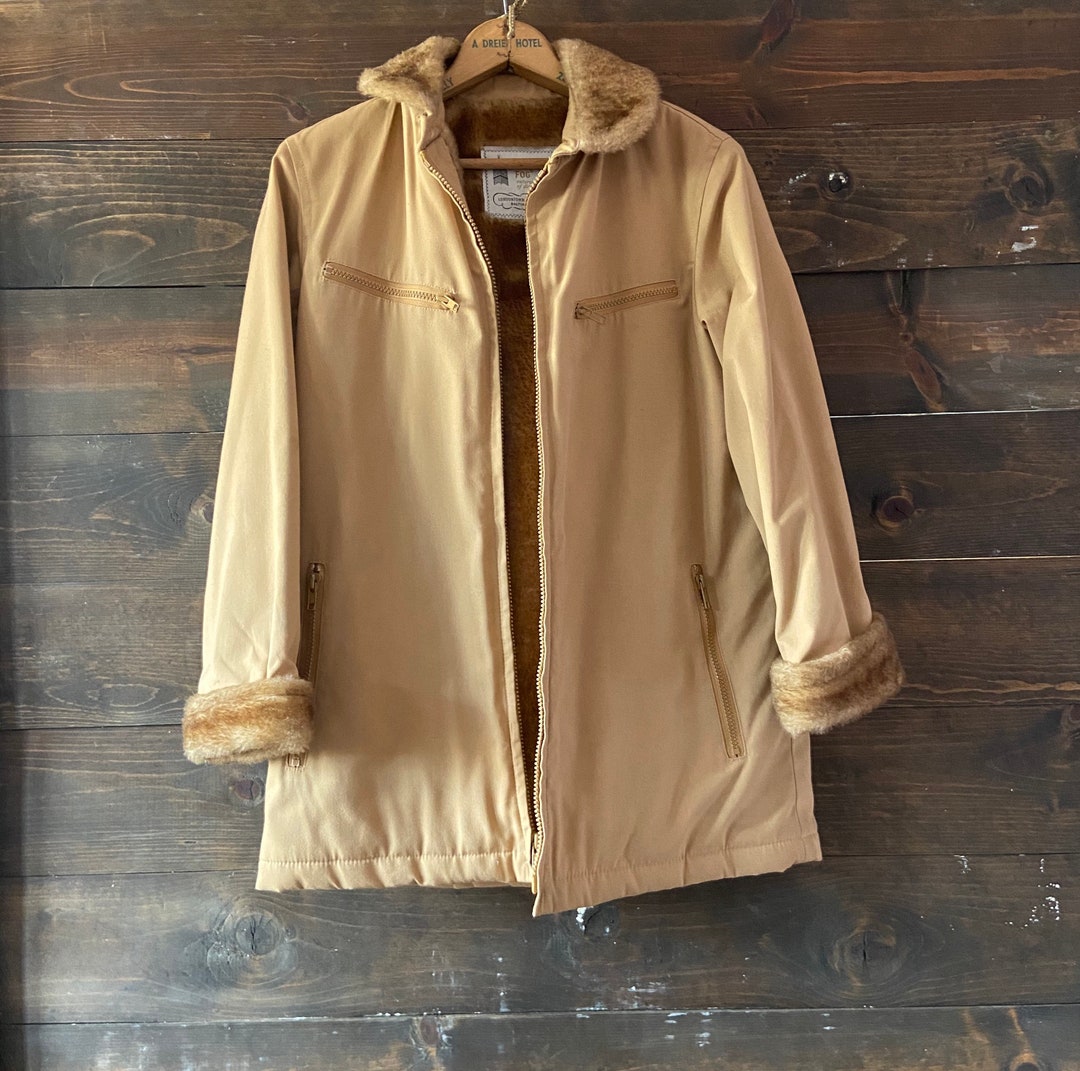 Vintage 80s Hooded Canvas Jacket / Faux Fur Lined / Womens Etsy New