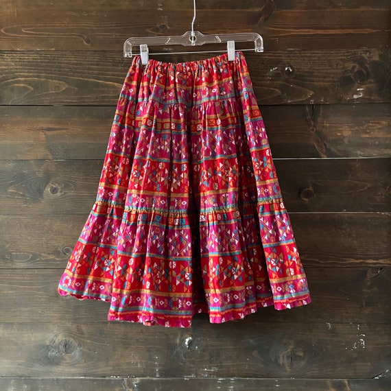 Vintage 90’s southwestern cotton skirt / elastic … - image 9