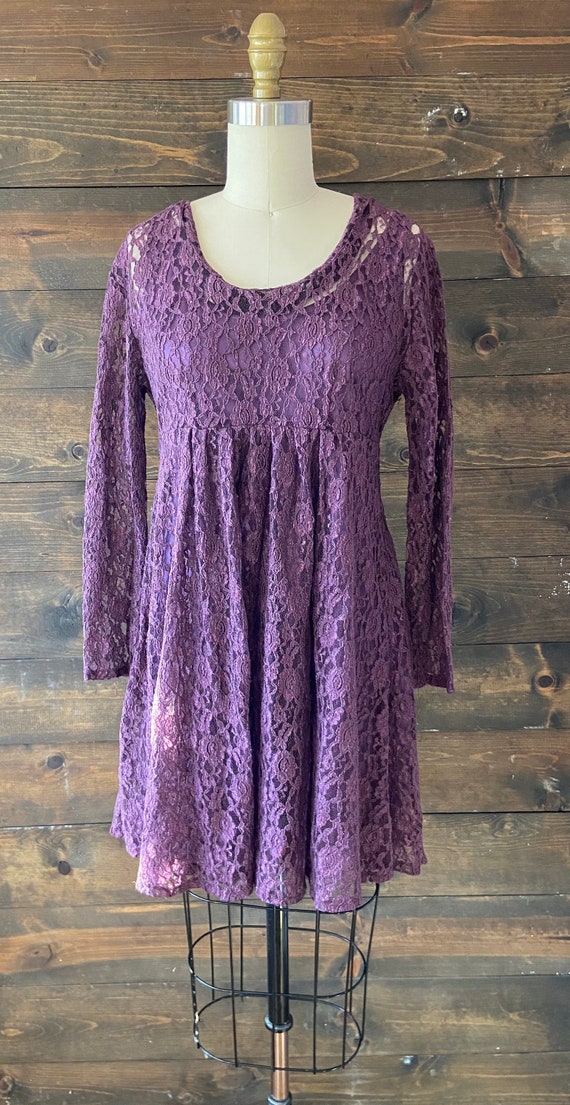 Vintage 90’s purple lace dress / grunge mini dres… - image 2