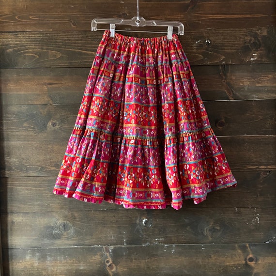 Vintage 90’s southwestern cotton skirt / elastic … - image 10