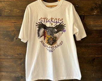 Vintage y2k Sturgis biker tee / eagle Native American chopper screen print