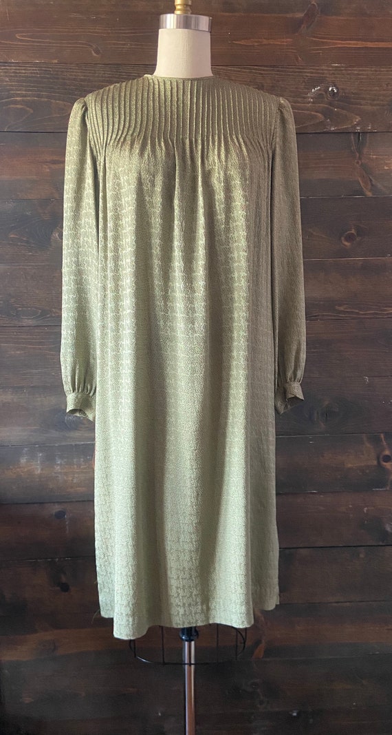 Vintage 80’s silk peasant dress / long sleeve shi… - image 3