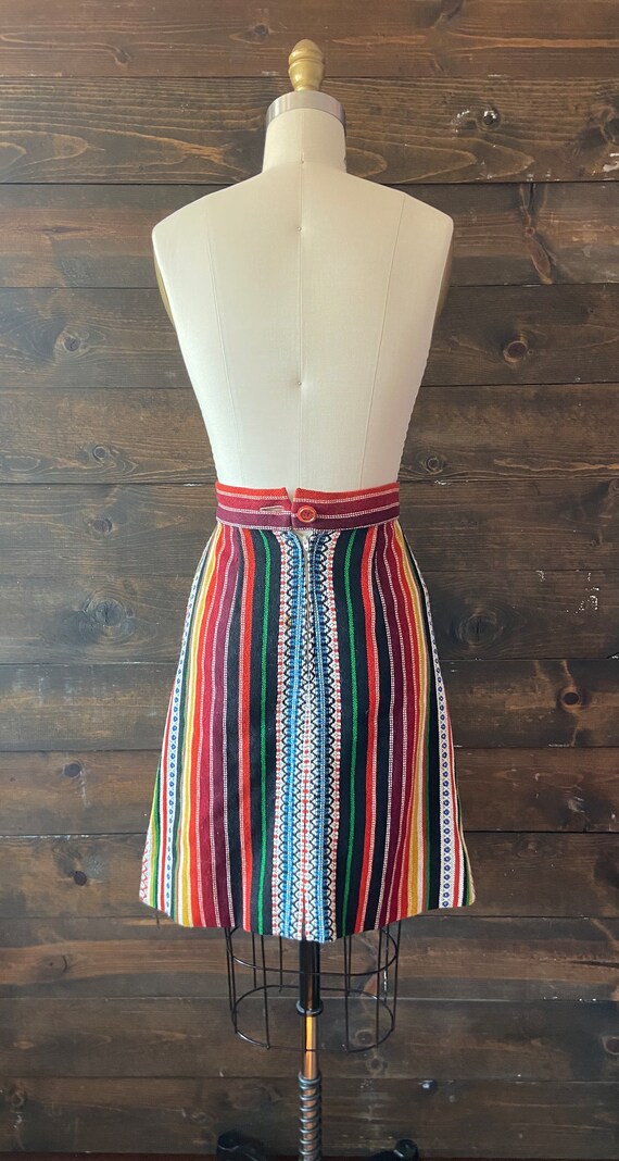 Vintage 60’s woven stripe skirt / tribal woven ra… - image 6