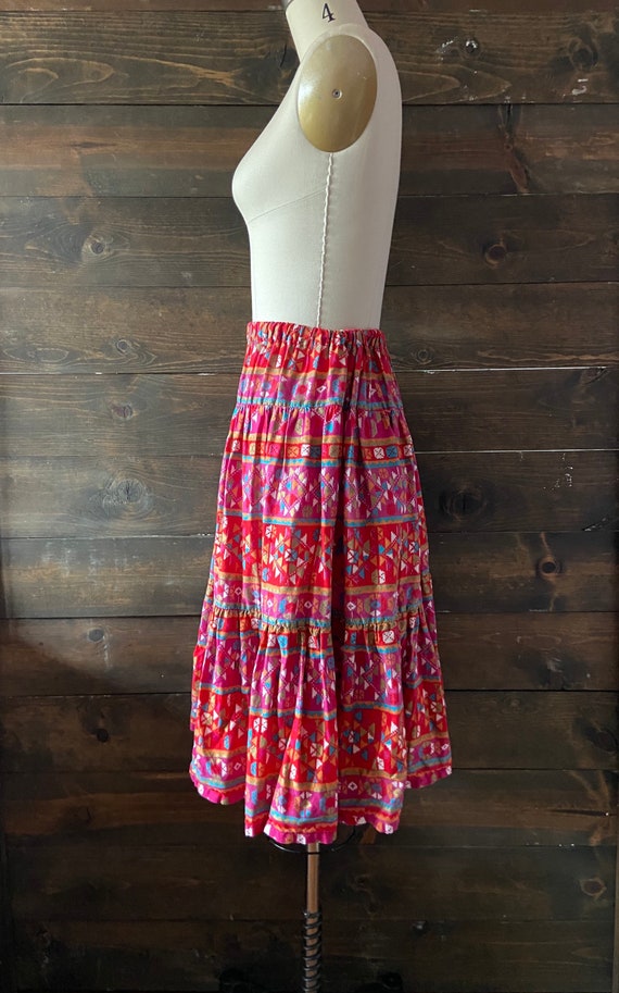 Vintage 90’s southwestern cotton skirt / elastic … - image 3