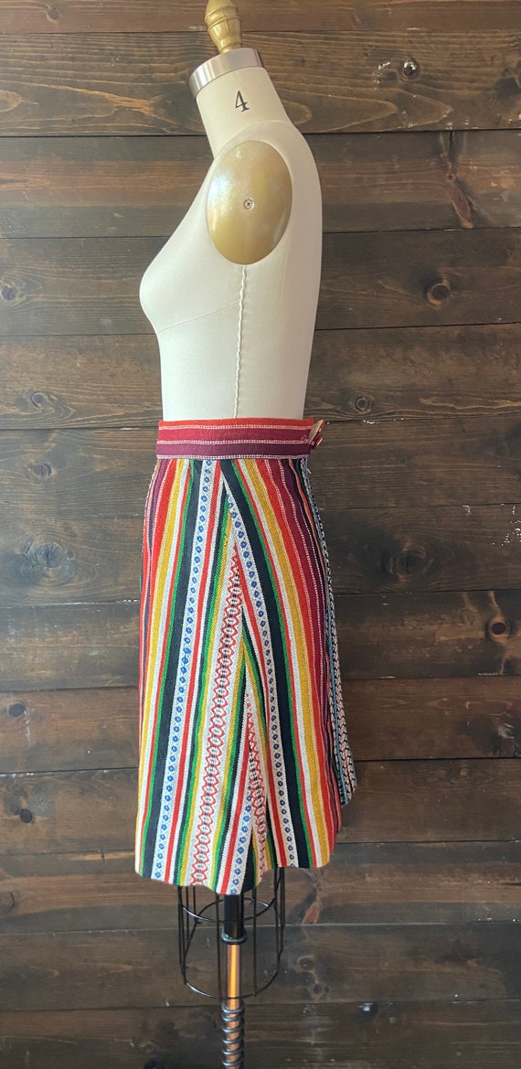 Vintage 60’s woven stripe skirt / tribal woven ra… - image 5