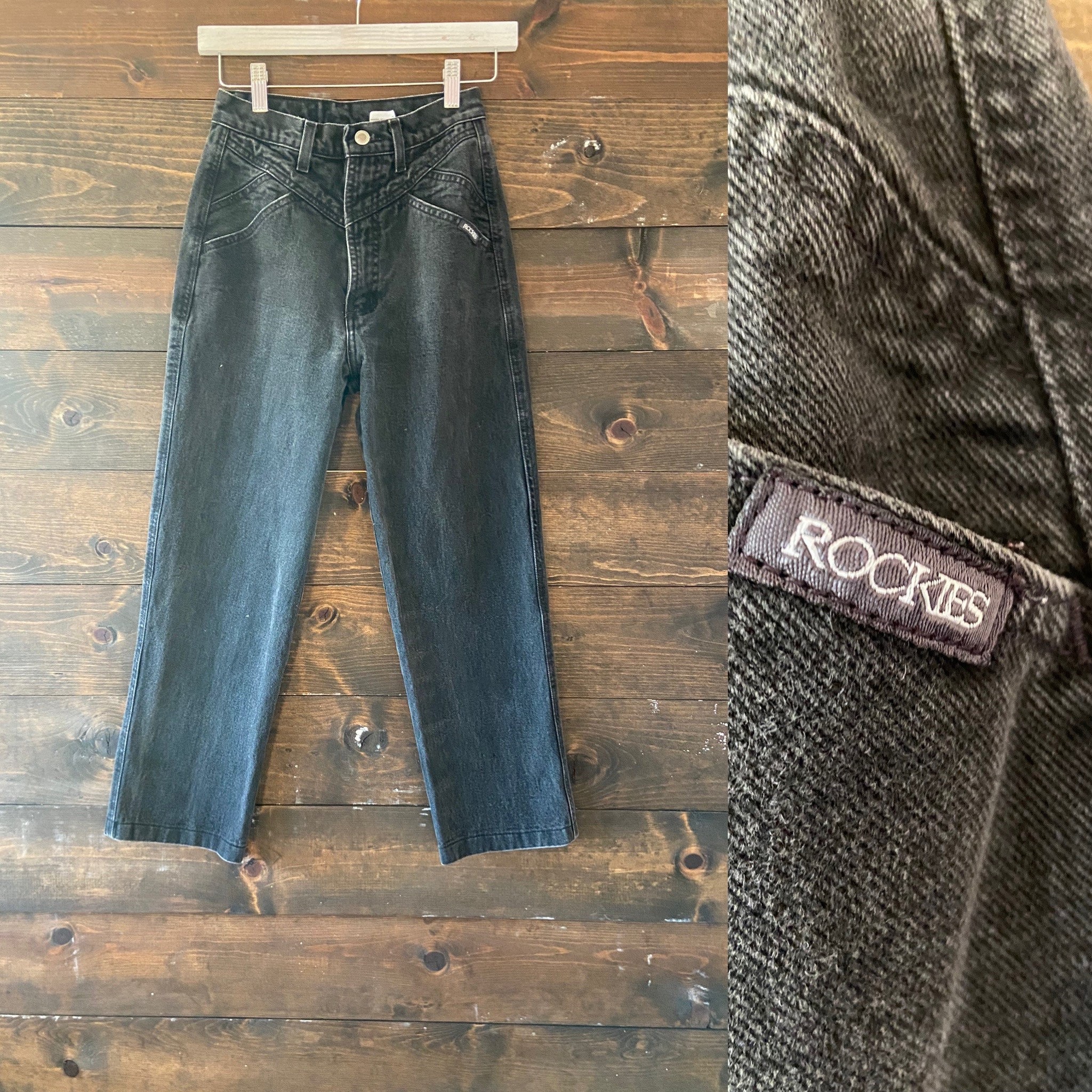 Vintage 90s Black Rockies Jeans / High Rise Denim / Mom Jeans 