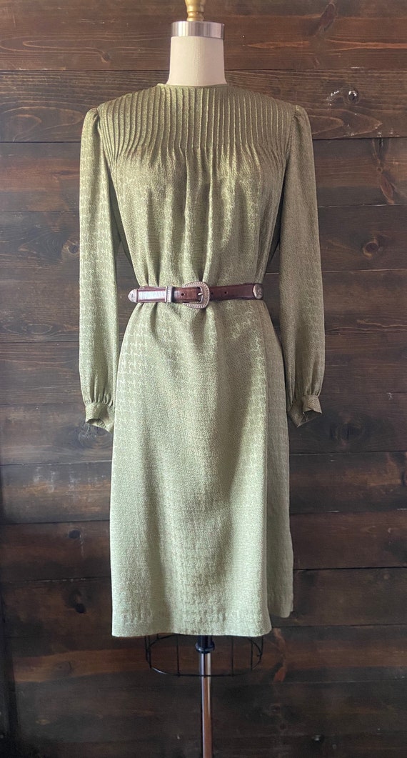 Vintage 80’s silk peasant dress / long sleeve shi… - image 2