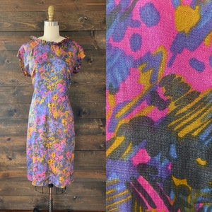 Vintage 60’s rayon wiggle dress / plus size / purple day dress / vlv / pinup &lt;&lt;&lt;joanie wiggle dress&gt;&gt;&gt;
