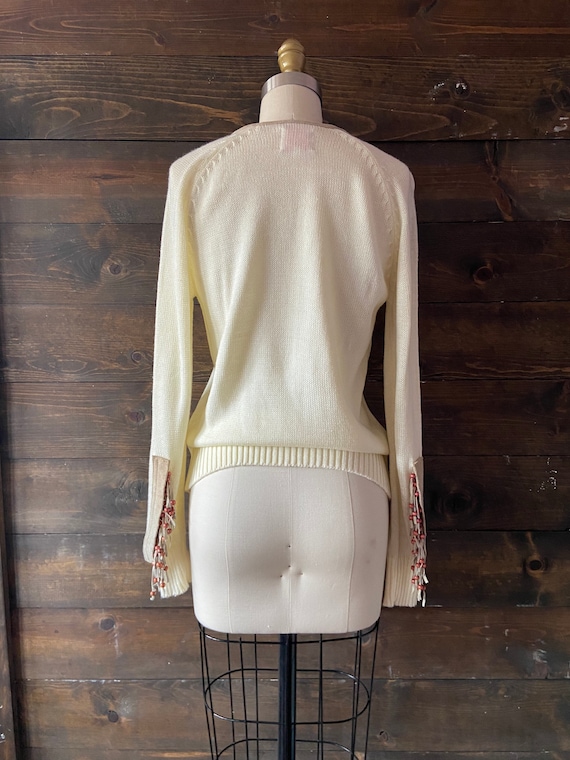 Vintage 80’s fringe western sweater / beaded sued… - image 7