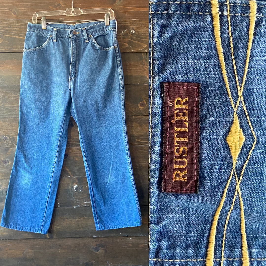 Vintage 80s Rustler Jeans / Straight Leg Denim / Crop Flare / Pocket