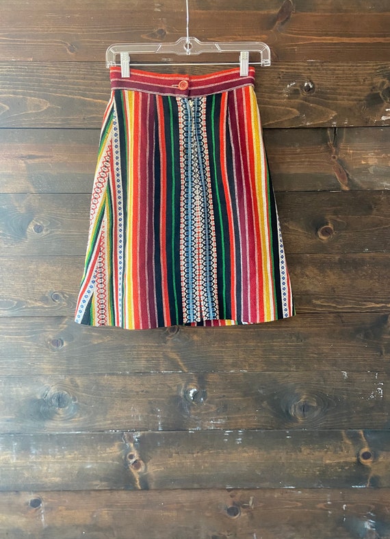 Vintage 60’s woven stripe skirt / tribal woven ra… - image 8