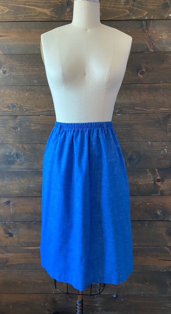 Vintage 70’s chambray skirt / denim look poly / a… - image 2