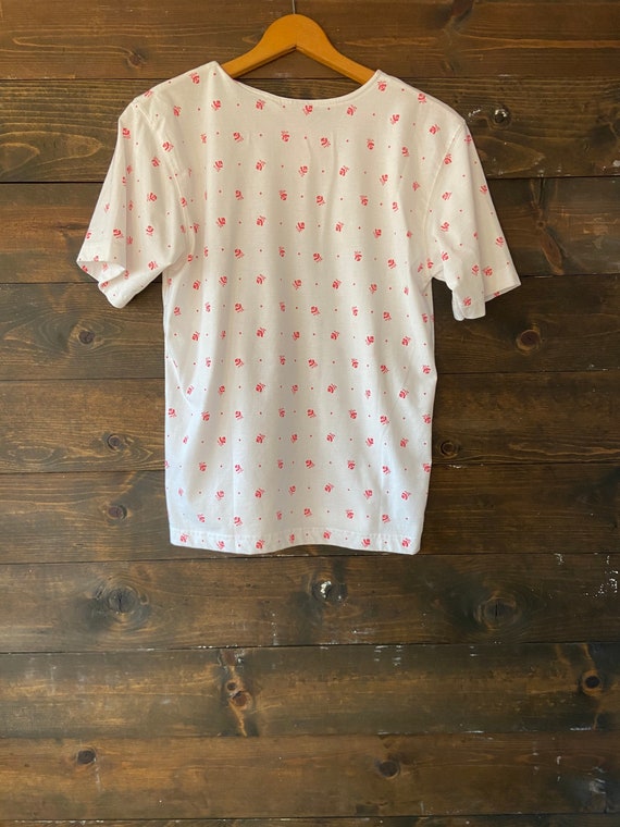 Vintage 90’s rose print tee shirt / pink floral t… - image 2