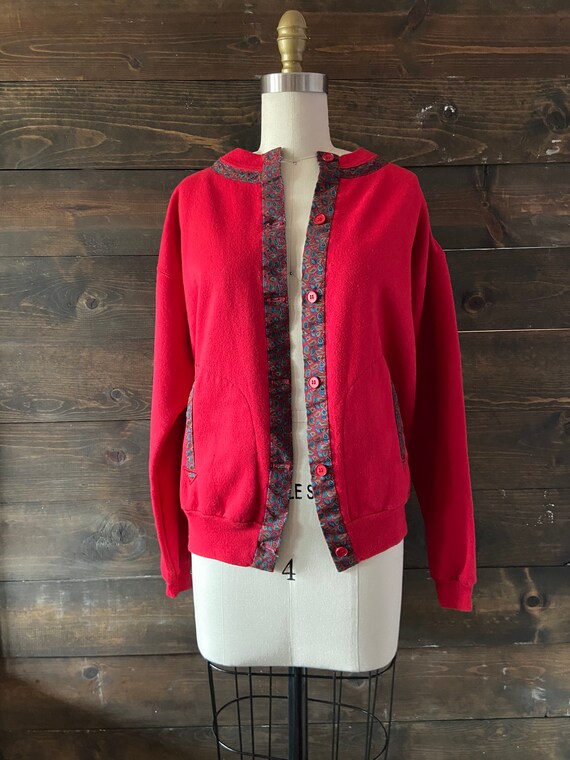 Vintage 90’s red cardigan / cottagecore grannycor… - image 5