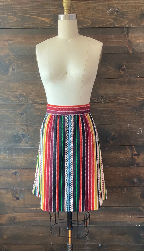 Vintage 60’s woven stripe skirt / tribal woven ra… - image 3