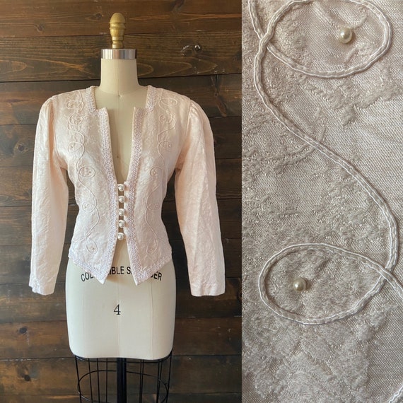 Vintage 80’s satin brocade jacket / fairy princes… - image 1
