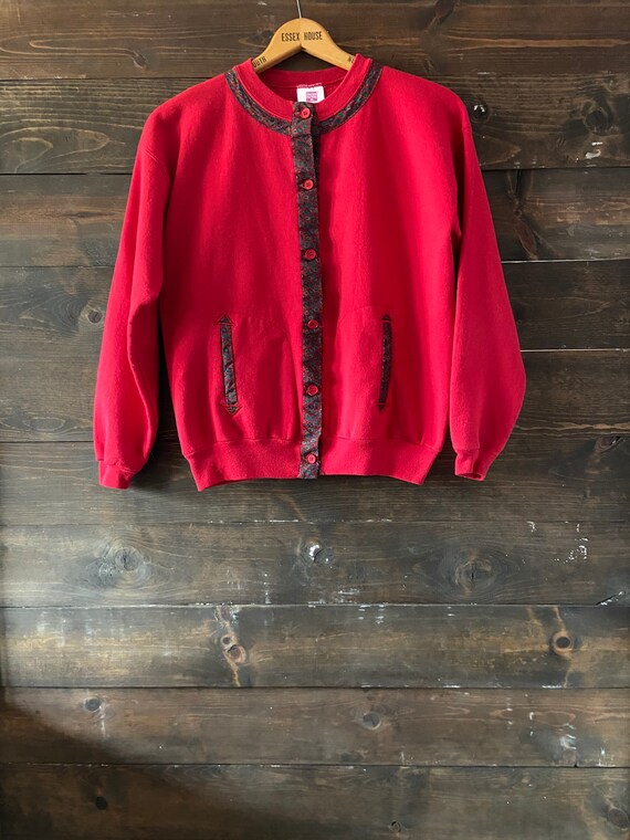 Vintage 90’s red cardigan / cottagecore grannycor… - image 8