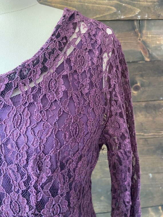 Vintage 90’s purple lace dress / grunge mini dres… - image 4