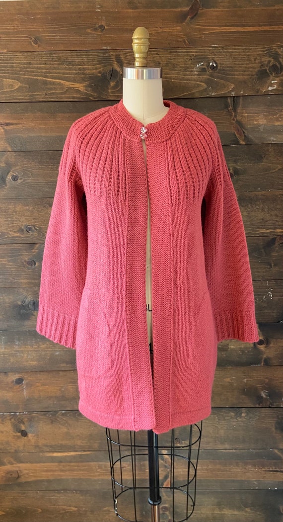 Vintage 80’s wool knit cardigan / long duster / c… - image 2