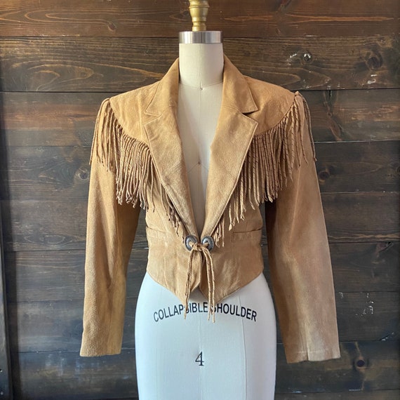 Vintage 80’s suede fringe jacket / cropped fit / t
