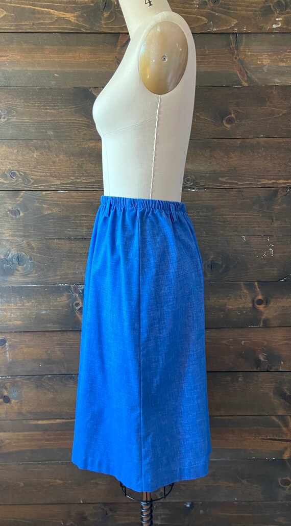 Vintage 70’s chambray skirt / denim look poly / a… - image 3