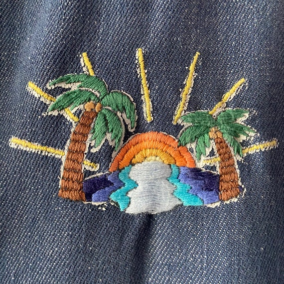 Vintage 70’s embroidered denim jacket / strawberr… - image 7